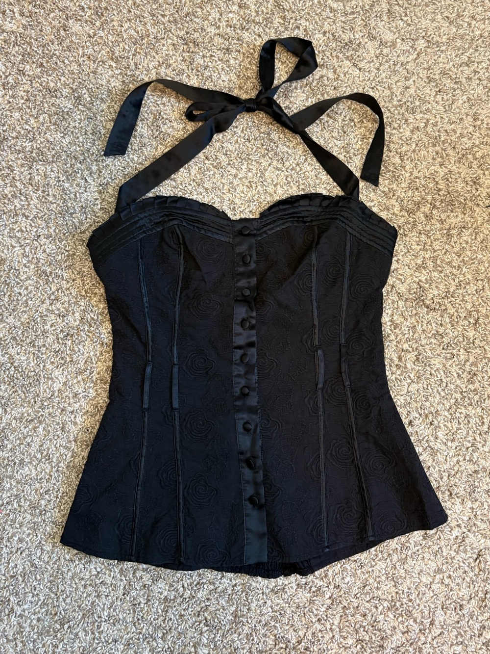 vintage Y2K -era Bebe black halter corset top size XS